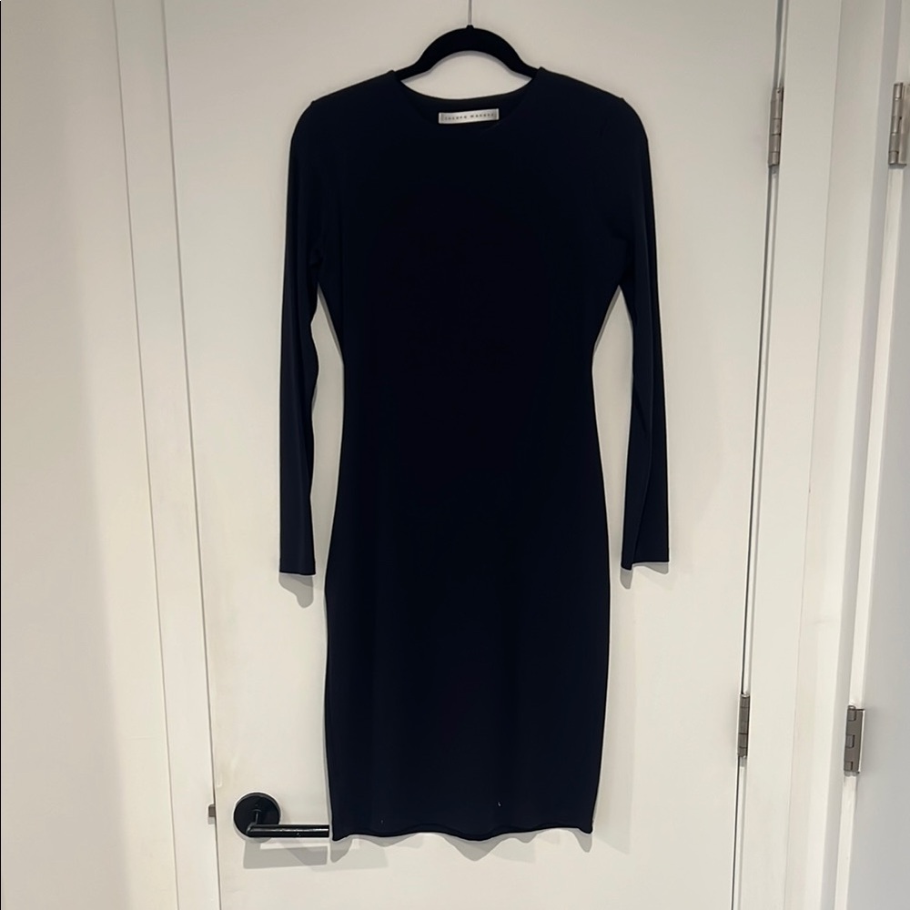 Navy Long Sleeve stretch bodycon Susan Monaco dress